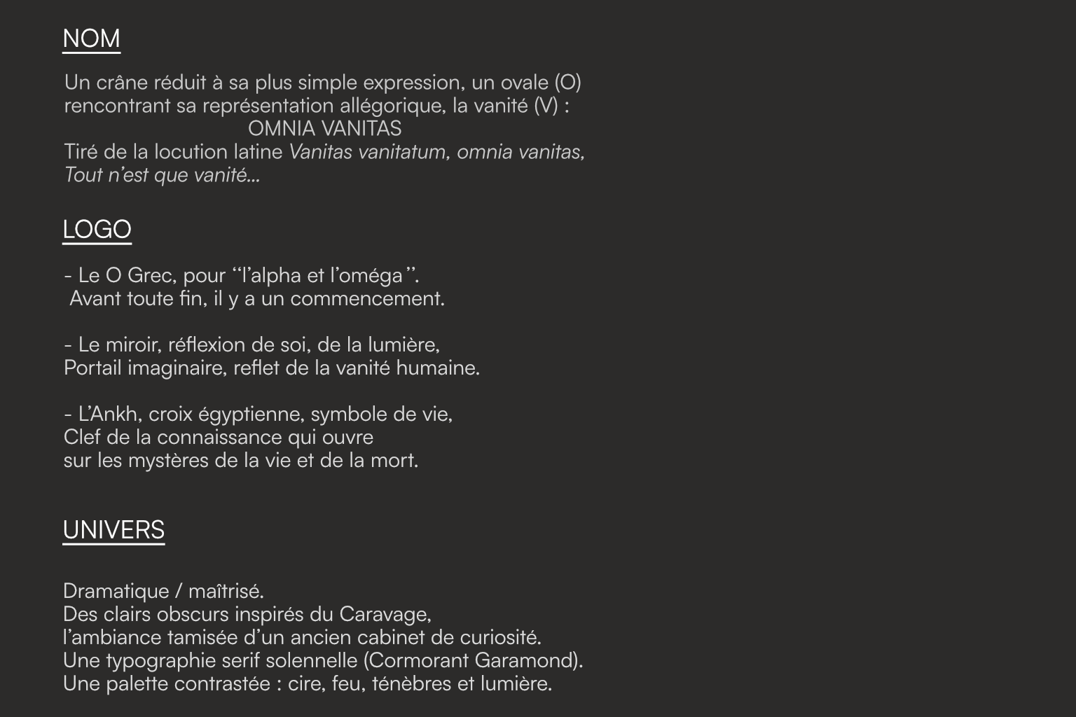 identité visuelle processus créatif omnia vanitas