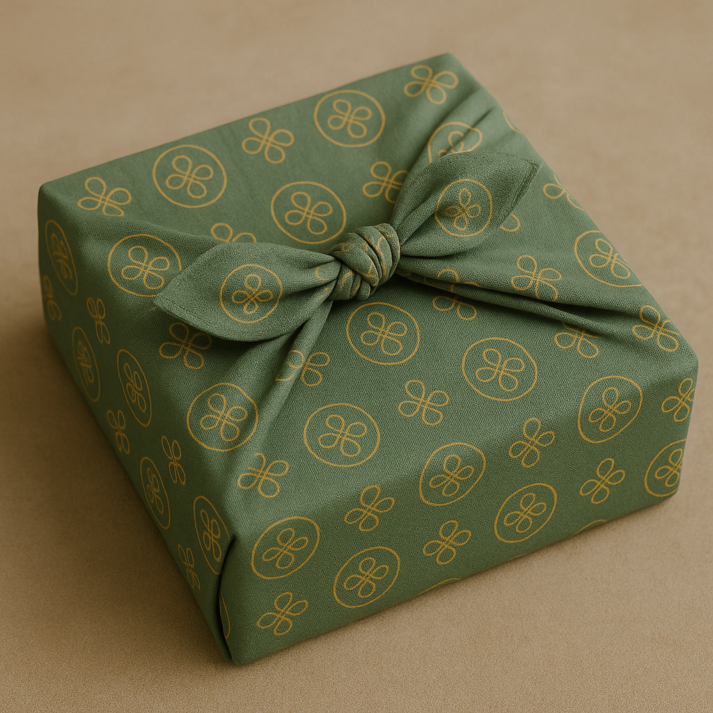 packaging furoshiki siglé monogramme pour identité visuelle bien-être et spirituel