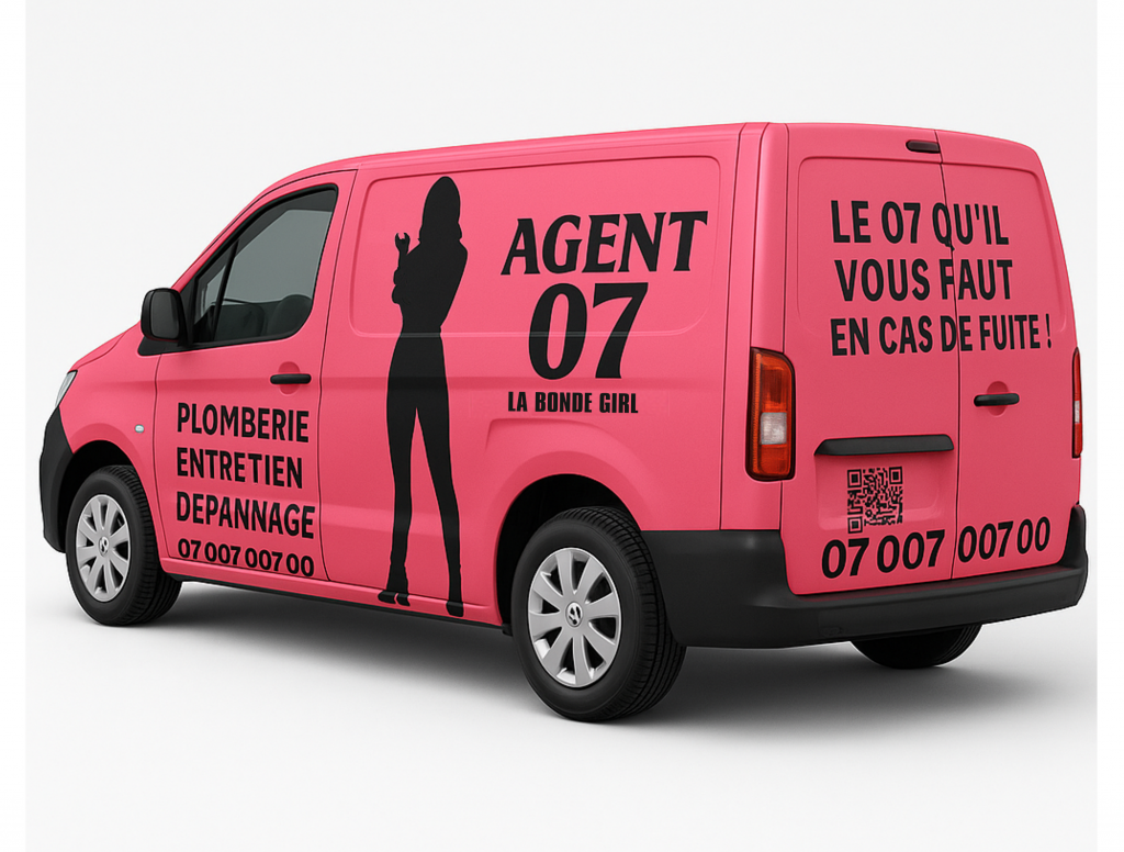 utilitaire rose artisan plomberie identité visuelle pop bold agent 07