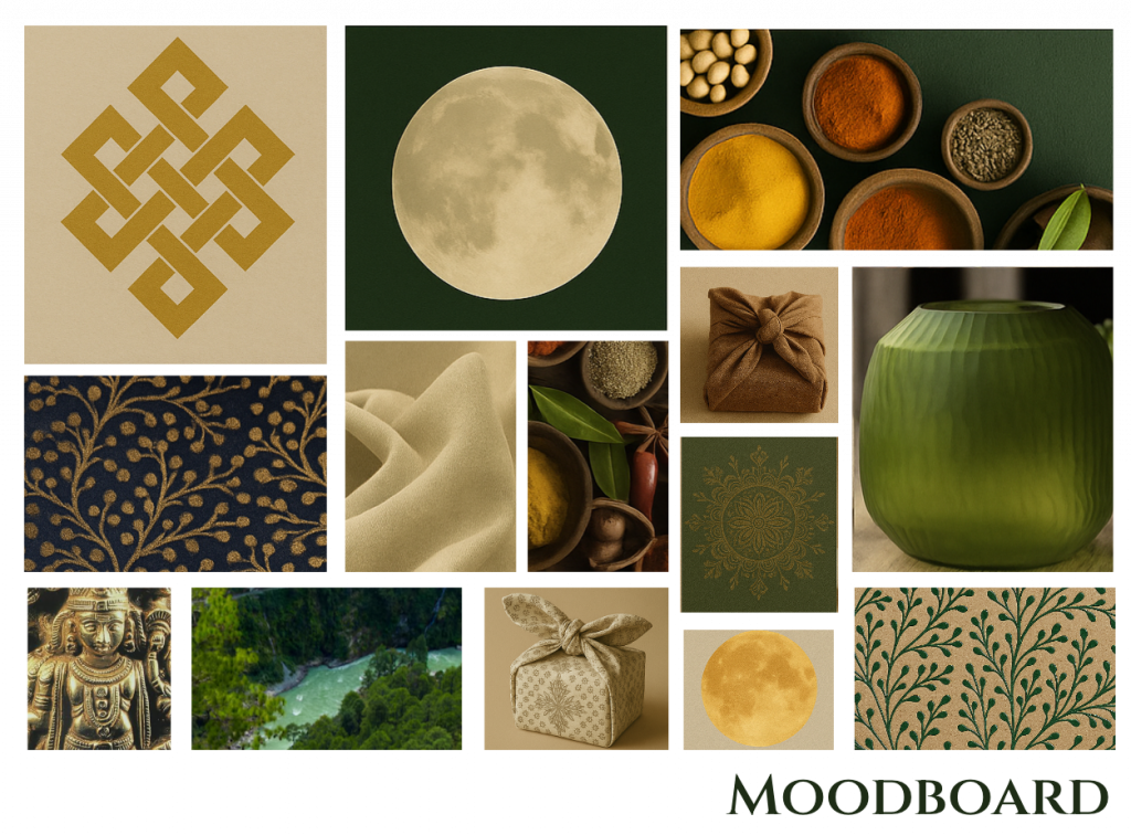 moodboard pour l'identité visuelle bien être luna rituals