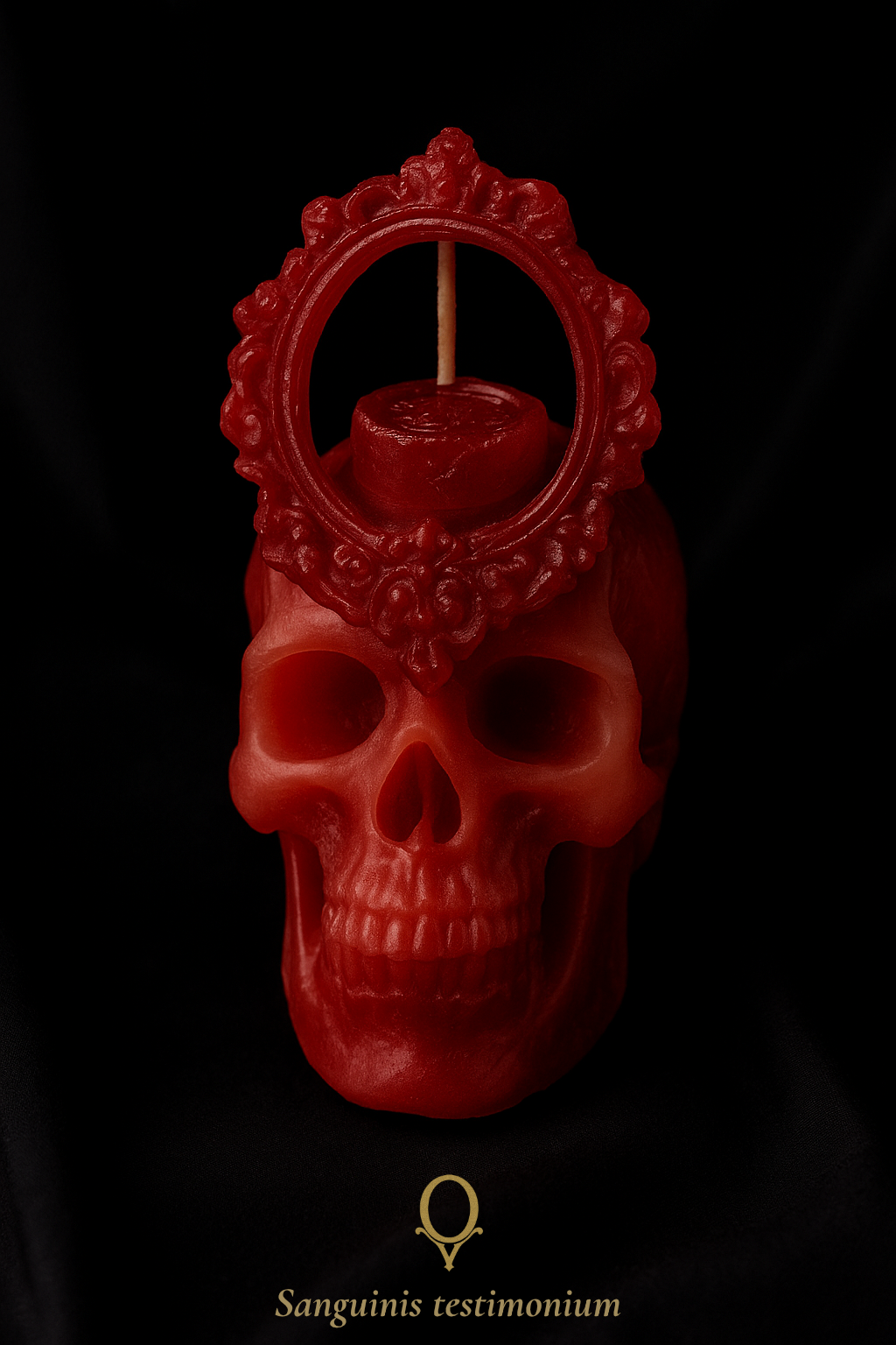 artisanat d'art bougie rouge sang skulls crâne vanité